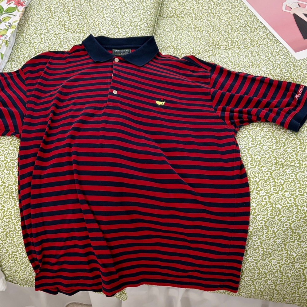 Masters Red & Navy Striped Polo Shirt